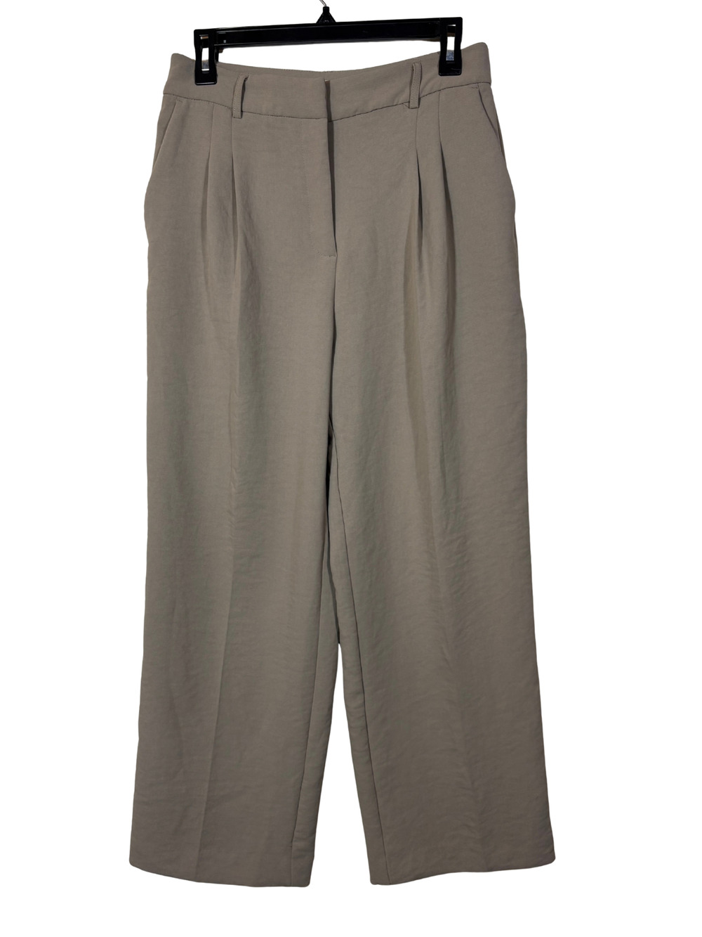 Christian Lacroix Pleated Straight Leg Christian Beige Taupe 8 High Rise Trouser